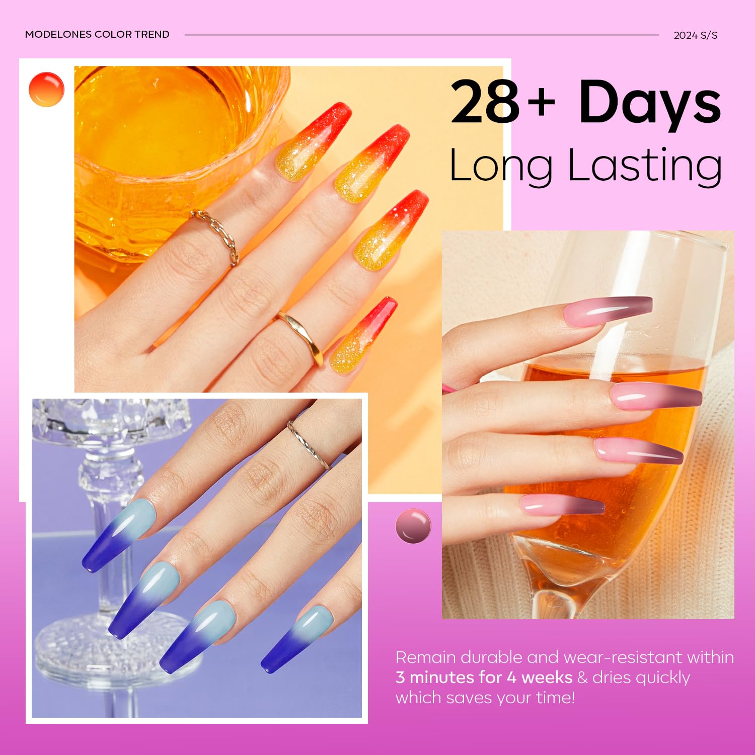 Modelones Color Changing Gel Nail Polish Set – 6 Mood Colors, Temperature Change, 7ml, Soak Off