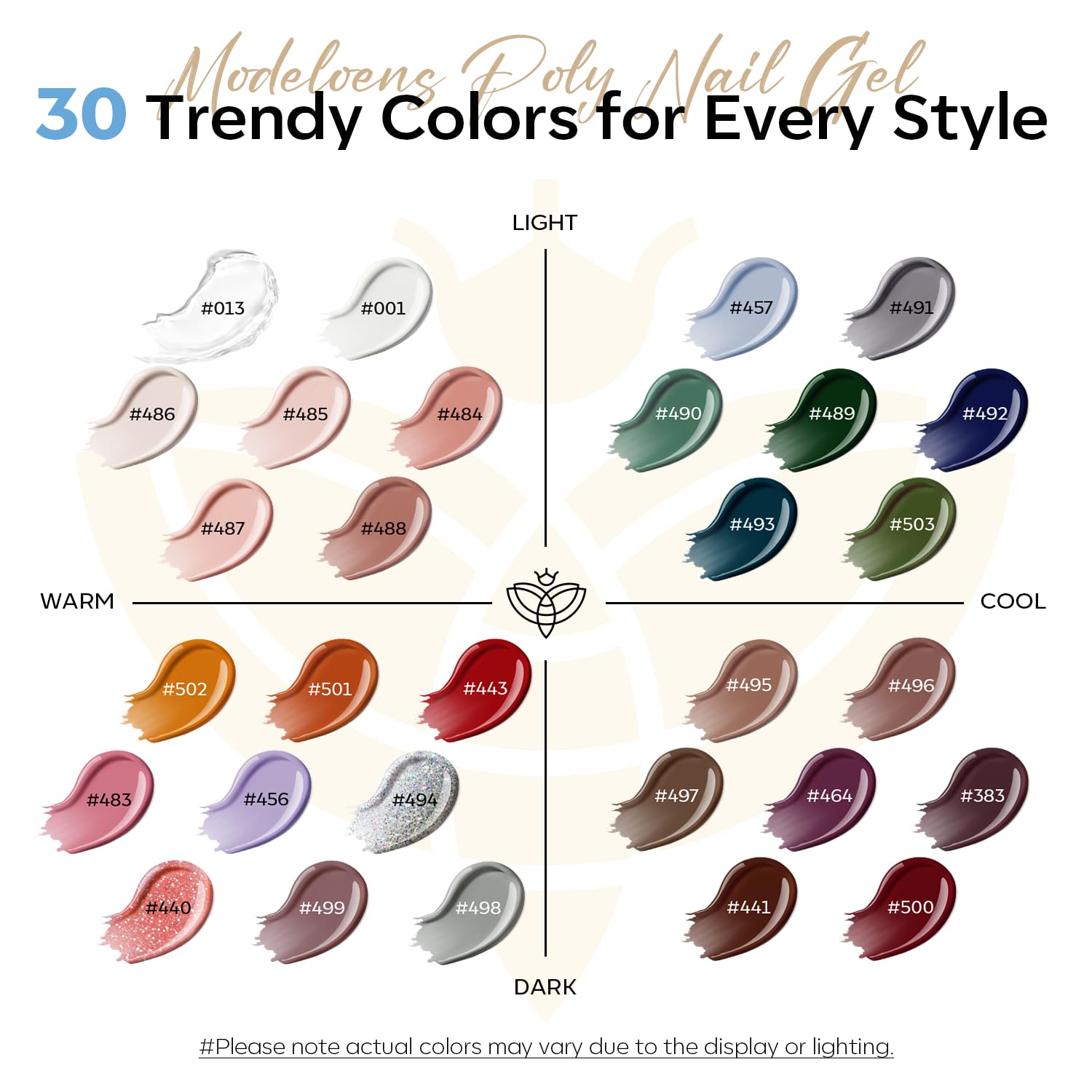 Modelones Hand to Toe Poly Nail Gel Kit — 30 Earthy Tones, Complete Extension Set