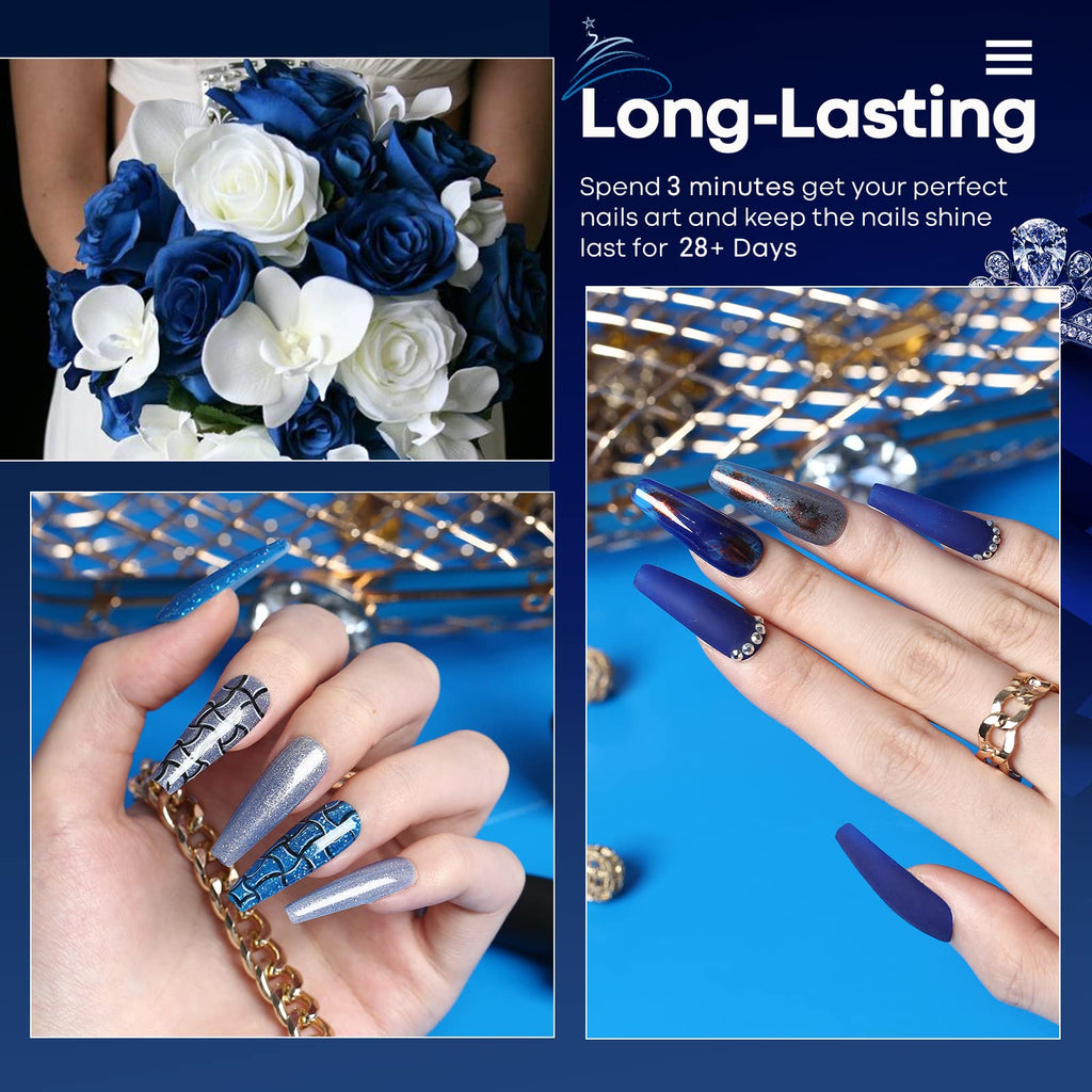Modelones Blue Gel Nail Polish Set — 6 Color-Changing Glitter Gels for Winter Nails