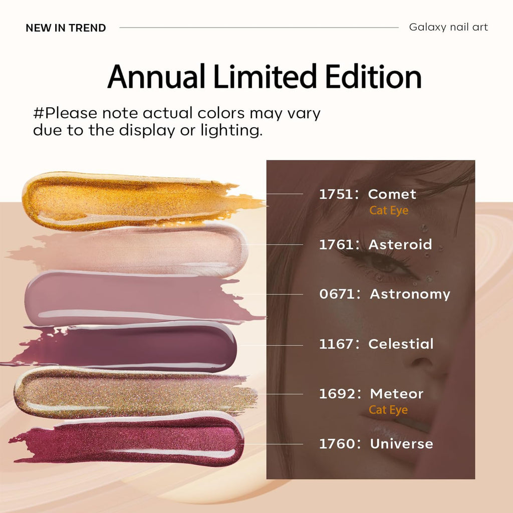 Modelones Gel Nail Polish Set – 6 Cat Eye, Glitter & Nude Gels with Magnet