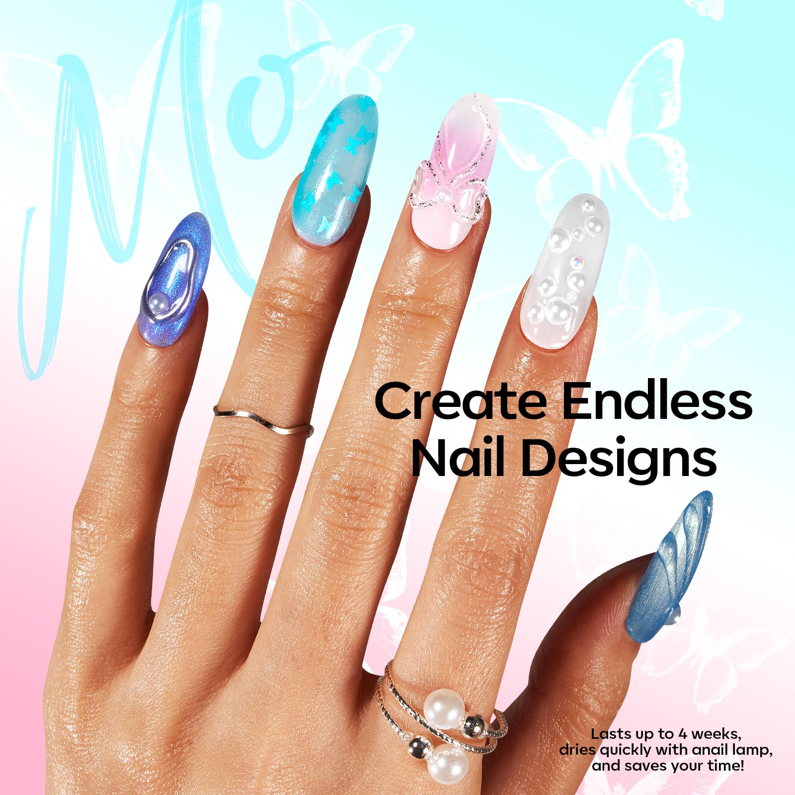 Modelones 32-Color Gel Nail Polish Set with Cat Eye & Magnet – No-Wipe Base & Top Coats