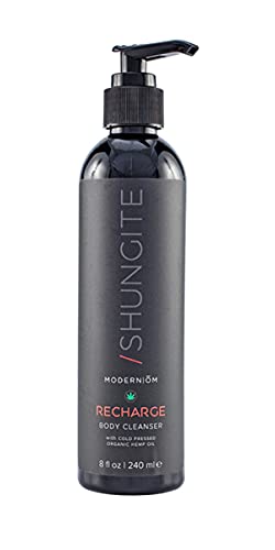Modern ŌM Shungite Recharge Body Wash with Hemp Seed Oil | Vegan, Organic Cleanser for Face, Hands & Body | Made in USA