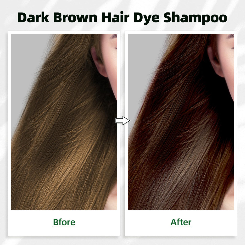 MOISTAR Dark Brown Hair Dye Shampoo 3 in 1 for Gray Coverage | Instant Herbal Color Semi-Permanent
