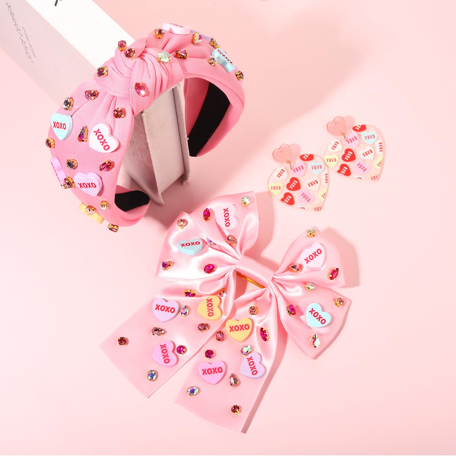 mokkia Valentine’s Day Headbands & Hair Accessories – LOVE XO HUG ME Conversation Heart Jewelry