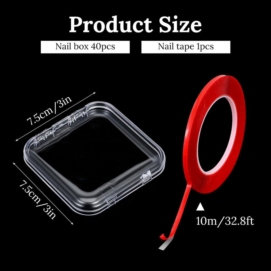 Molain 40 Clear Press-On Nail Cases with 10m Tape | Salon Display Organizer