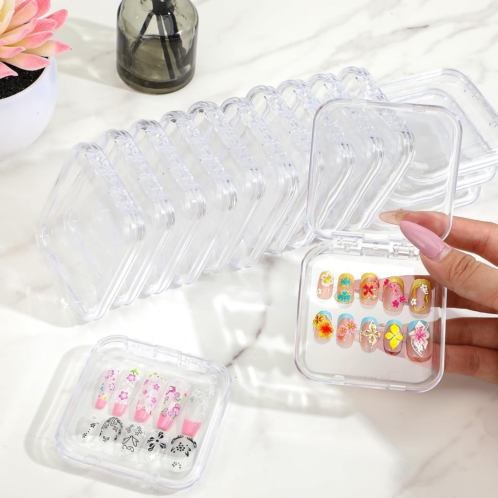Molain 40 Clear Press-On Nail Cases with 10m Tape | Salon Display Organizer