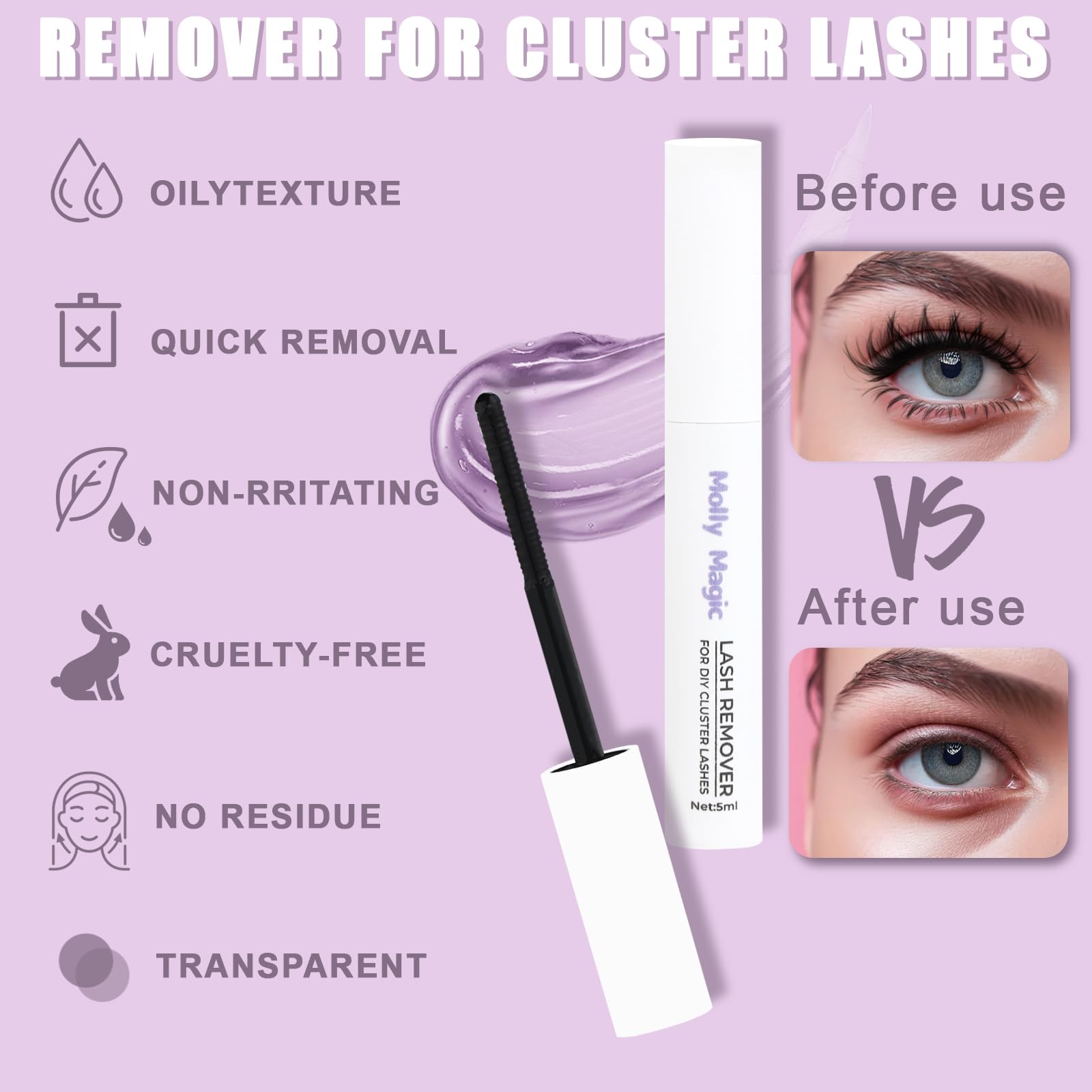 Molly Magic Victoria Lash Clusters Kit – Wispy D-Curl DIY Lashes with Bond & Seal