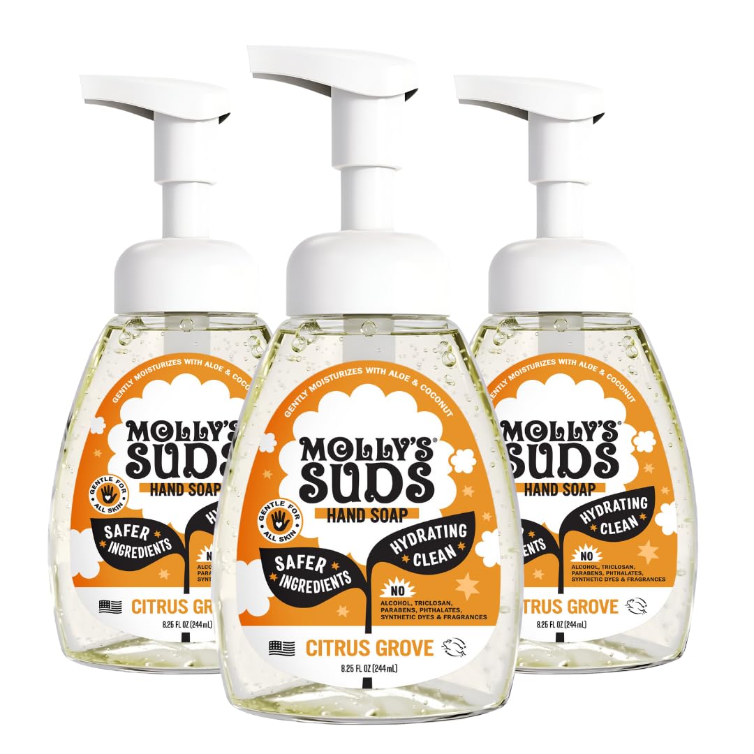 Molly's Suds Foaming Hand Soap Citrus Grove - 3x8.25 oz | Aloe & Coconut Oil, Cruelty-Free