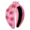 MOLOCH Valentine's Day Headband for Women – Rhinestone Beaded Heart, Crystal Knotted Velvet Hairband