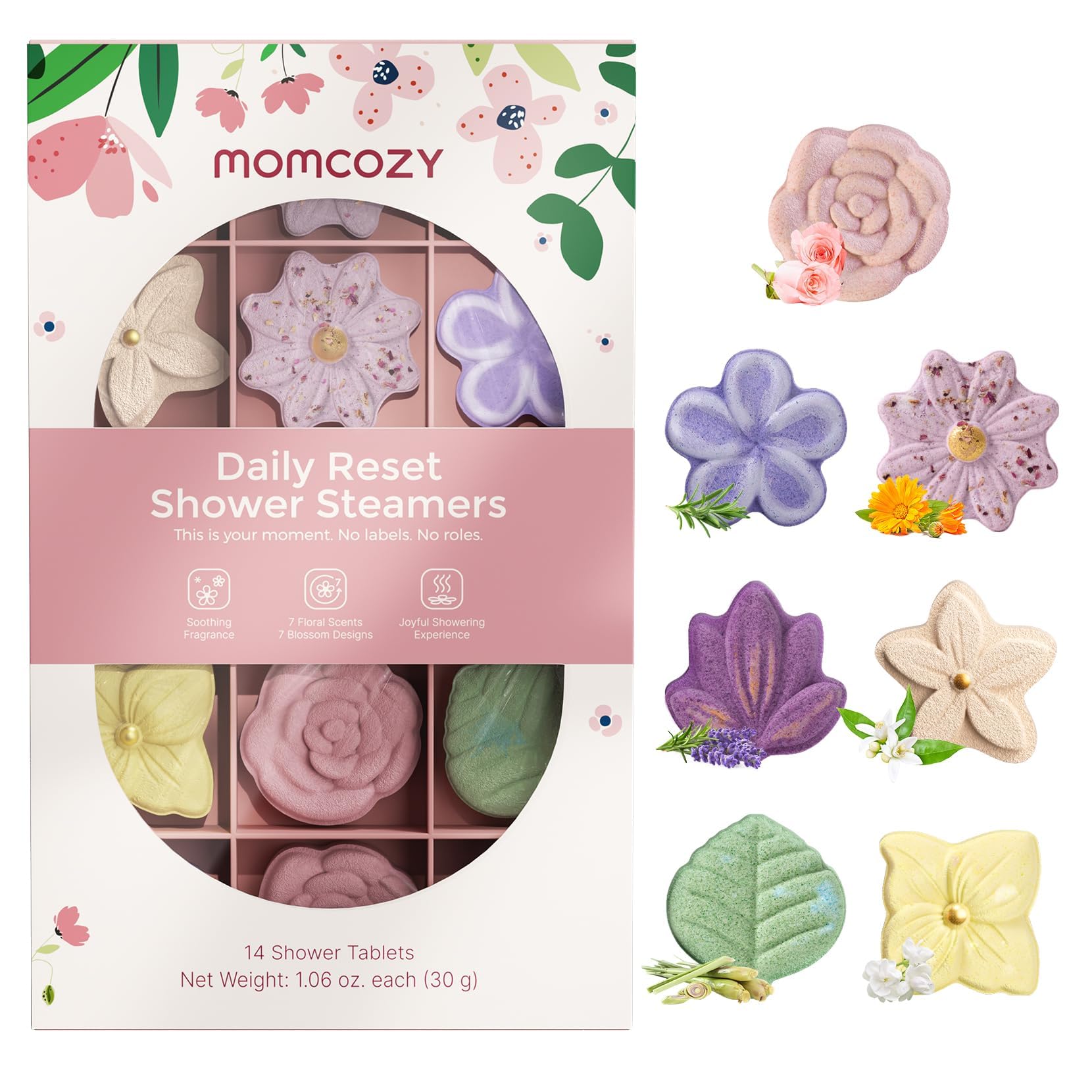 Momcozy 14-Pack Shower Steamers: 7 Floral Scents for Home Spa & Self-Care