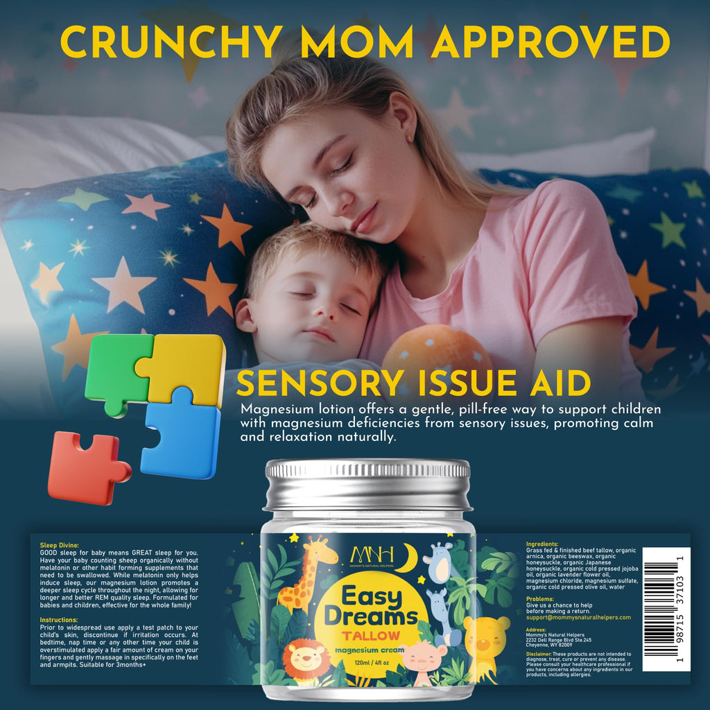 Mommy's Natural Helpers Magnesium Lotion for Kids – Lavender, Tallow-Based Sleep Support, Organic, USA Made