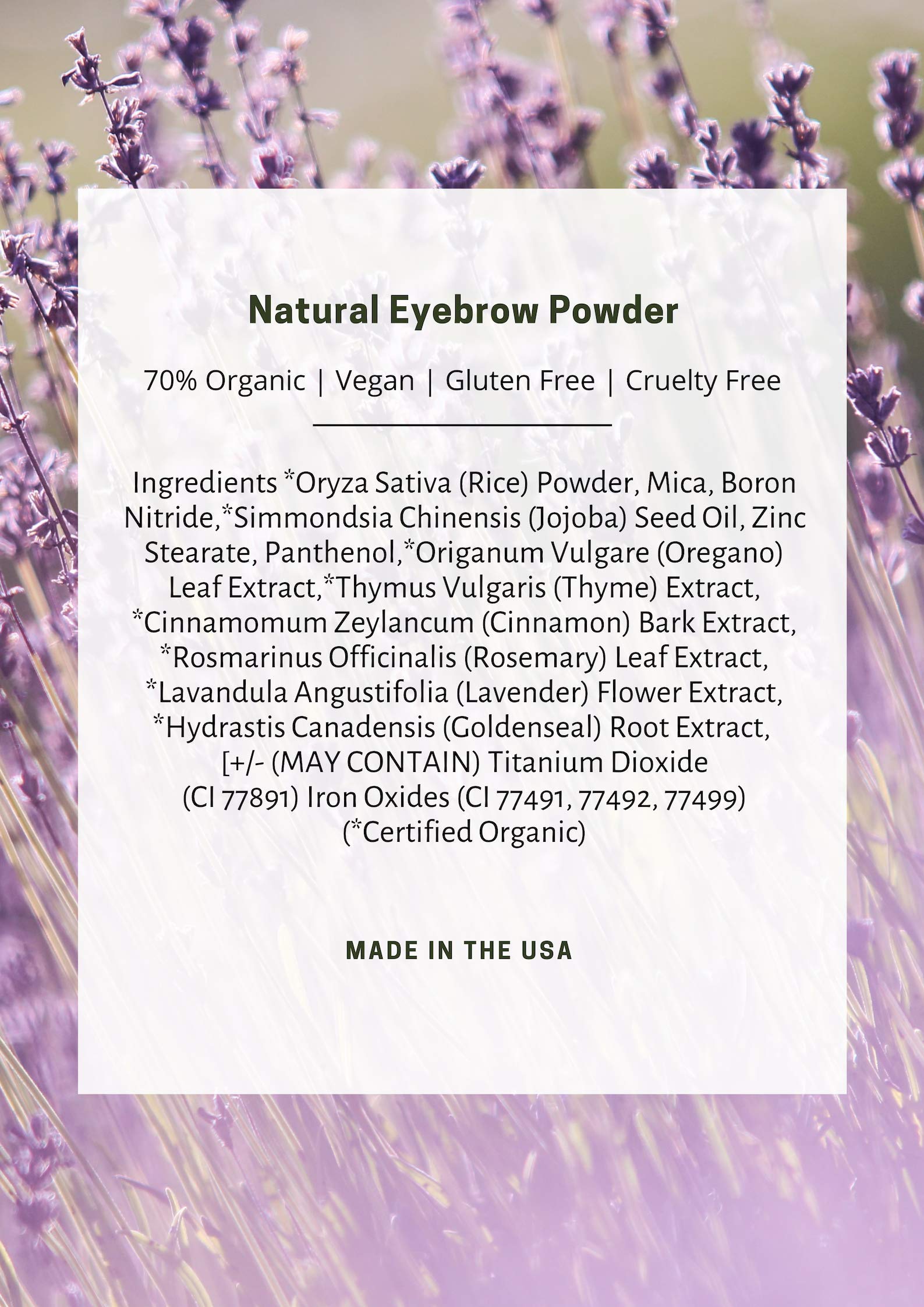 Mom's Secret 100% Natural Eyebrow Powder in Charcoal – Organic, Vegan, Gluten Free, Made in USA (2.5 g)
