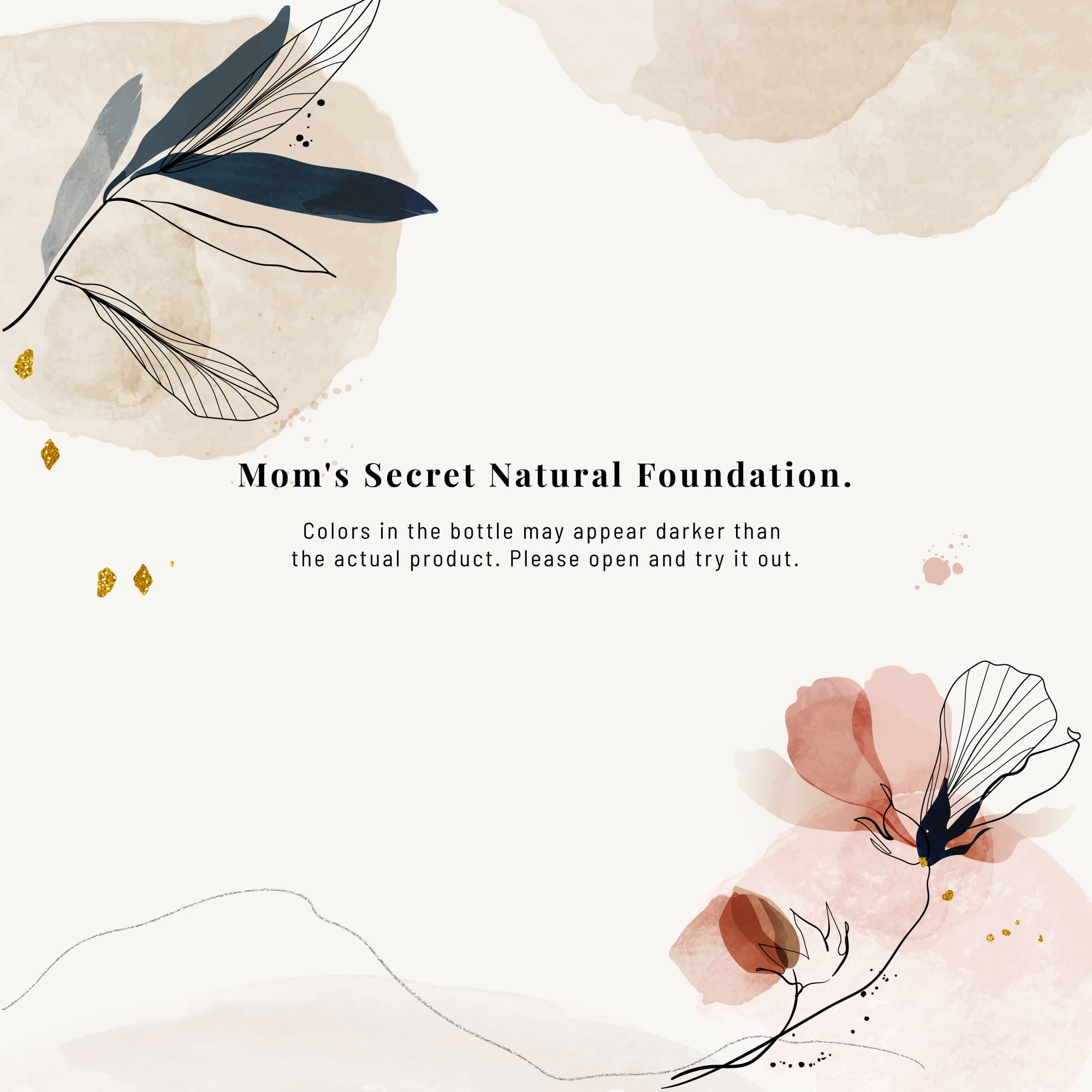 Mom's Secret 100% Natural Liquid Foundation Cocoa – Organic, Vegan, Aloe Based, USA Made