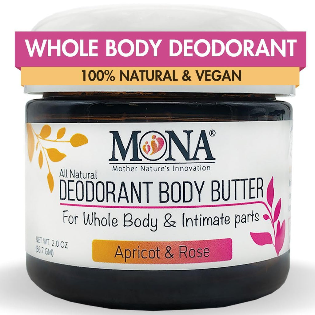 MONA All Natural Deodorant for Whole Body & Intimate Areas | Apricot & Rose, 2 oz