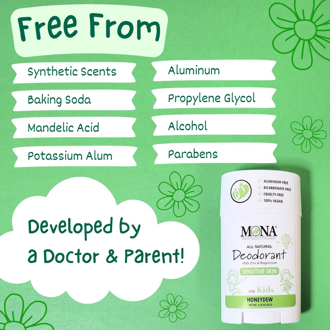 MONA Honeydew Natural Deodorant for Kids – Aluminum-Free 2-Pack