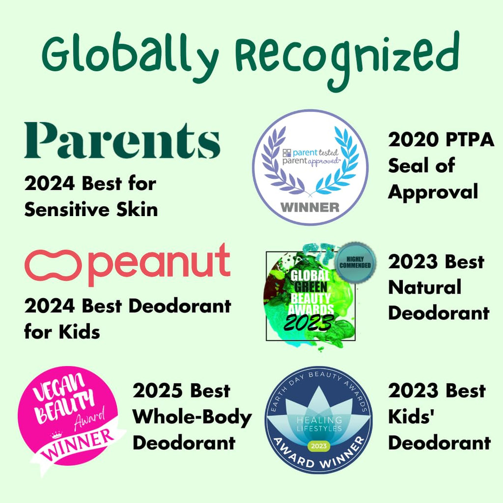 MONA All Natural Deodorant for Kids — Honeydew 3-Pack (1.76 Oz) | Aluminum & Baking Soda Free