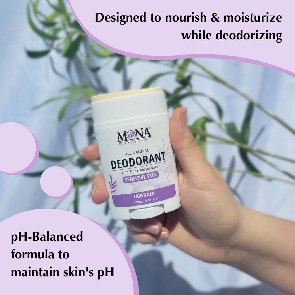 MONA Lavender All-Natural Deodorant for Sensitive Skin – Aluminum & Baking Soda Free | 1.76 oz
