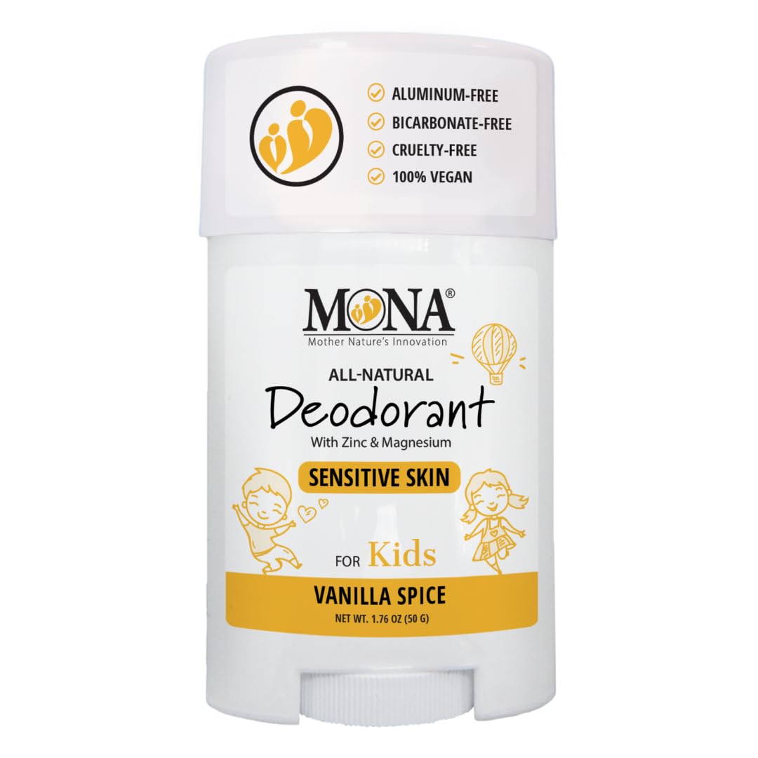 MONA Vanilla Spice Natural Deodorant for Kids – Aluminum-Free, Hypoallergenic, Vegan (1.76 oz)