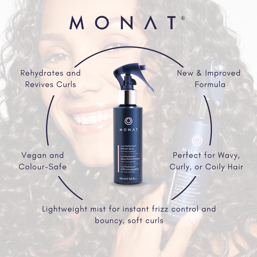 MONAT Curl Perfection Refresh Spray — Second-Day Curl Reactivator, Hydration, Frizz Control, Shine (134 ml/4.5 oz)
