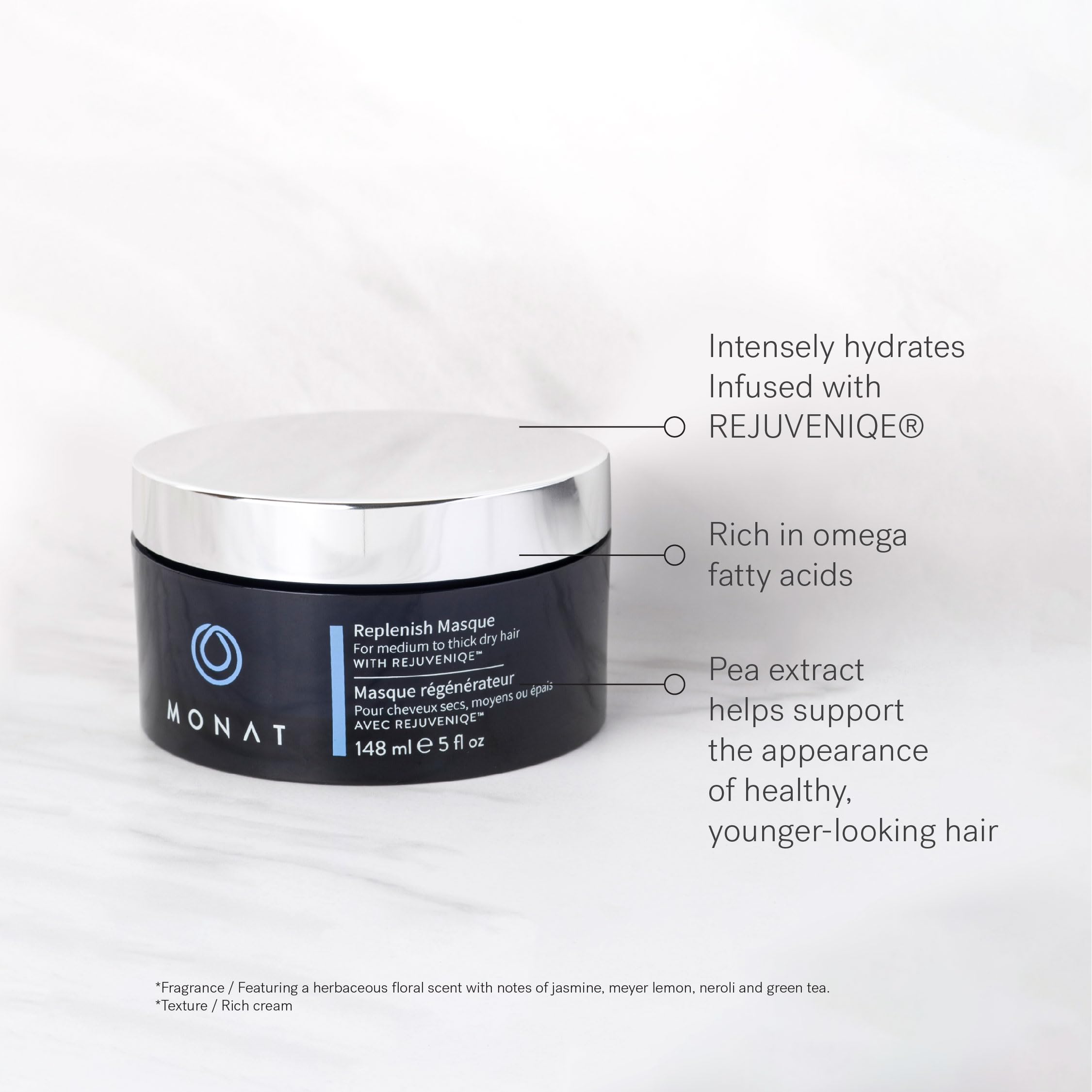 MONAT Replenish Masque Infused with Rejuveniqe – Deeply Hydrates Medium to Thick Hair