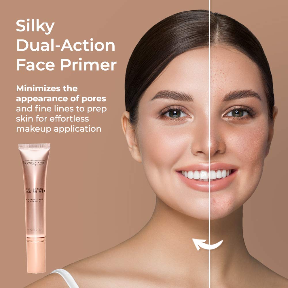 Monica Ann Beauty Dual-Action Face Primer - Hydrating Vitamin C & Hyaluronic Acid | Matte Pore Minimizer 15 mL