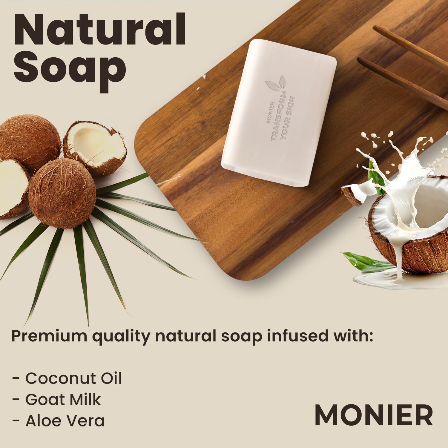 MONIER Goat Milk Soap Bar – Lavender, 3 Pack | Natural for Dry & Sensitive Skin