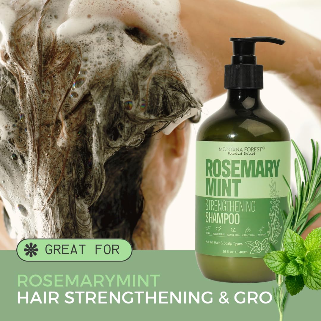 MONTANA FOREST Rosemary Mint Strengthening Shampoo – 16 Fl Oz