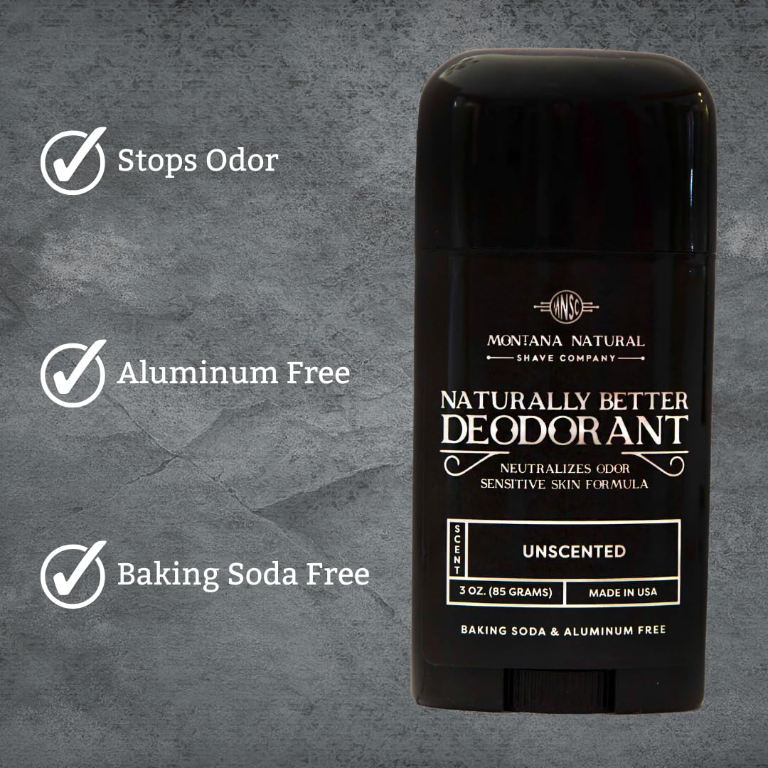 Montana Natural Shave Company MNSC Unscented Deodorant – Magnesium & Activated Charcoal, Aluminum-Free, Baking Soda-Free, USA Made (Pack of 2)