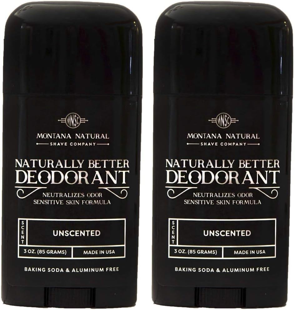 Montana Natural Shave Company MNSC Unscented Deodorant – Magnesium & Activated Charcoal, Aluminum-Free, Baking Soda-Free, USA Made (Pack of 2)