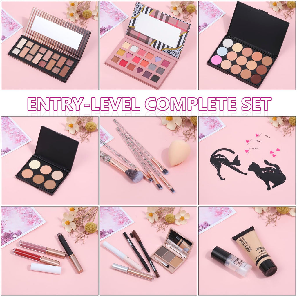 Moobirlet 27-in-1 Makeup Kit for Teens – Eyeshadow Palettes, Foundation, Concealer & Brushes