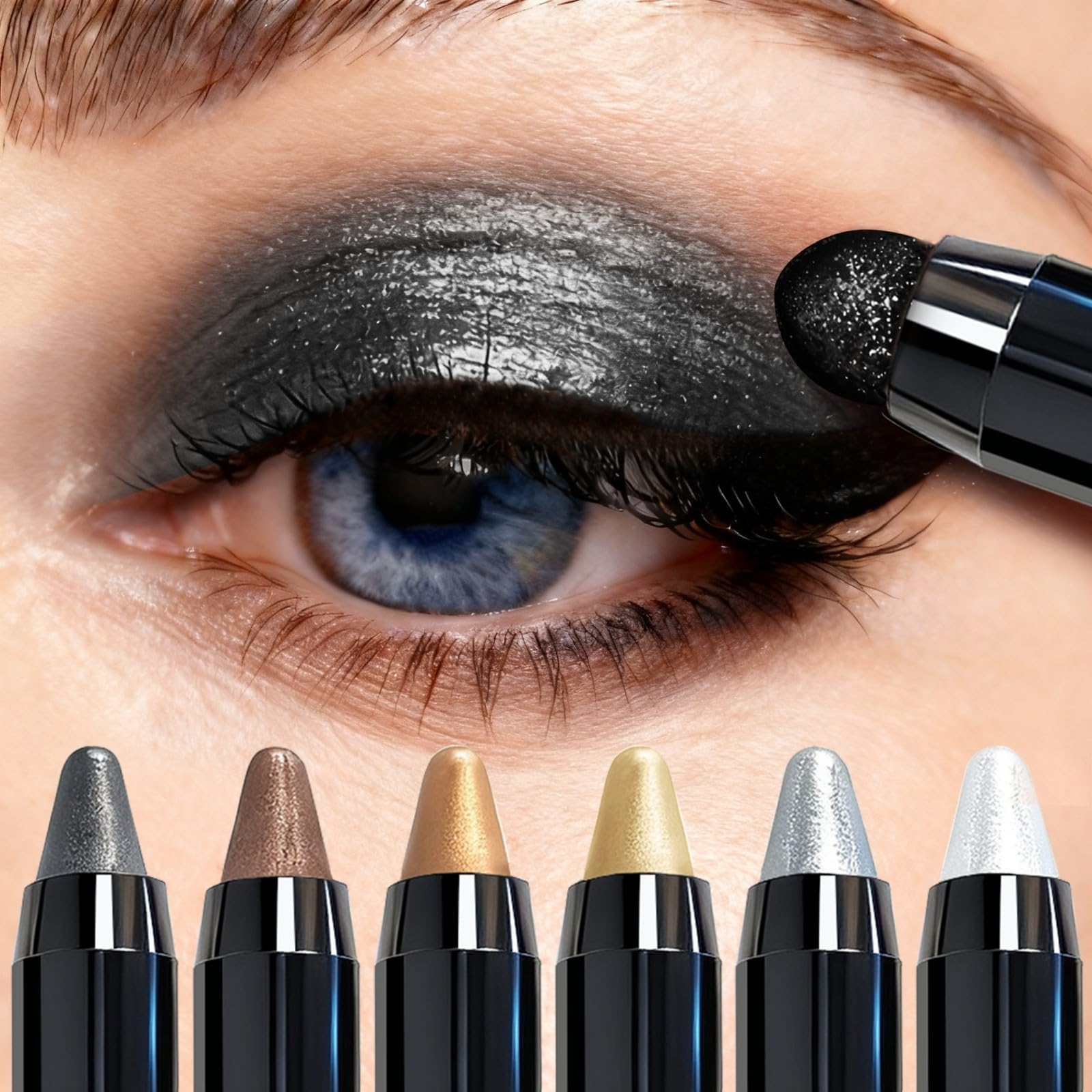 MooGlamor 6 Pcs Eyeshadow Stick Set – Shimmer Retractable Eye Shadow Pens