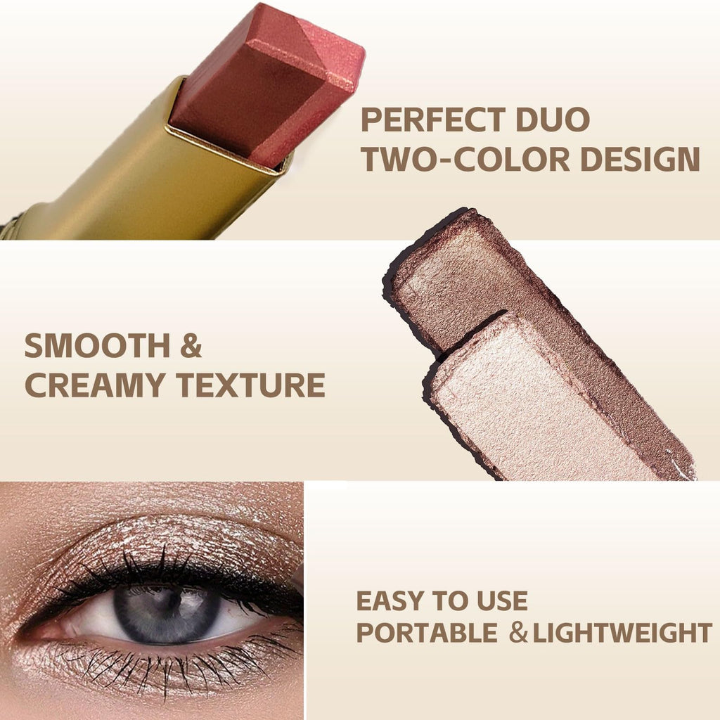 MooGlamor 6-Pc Glitter Eye Shadow Sticks – Dual-Color Gradient & Waterproof