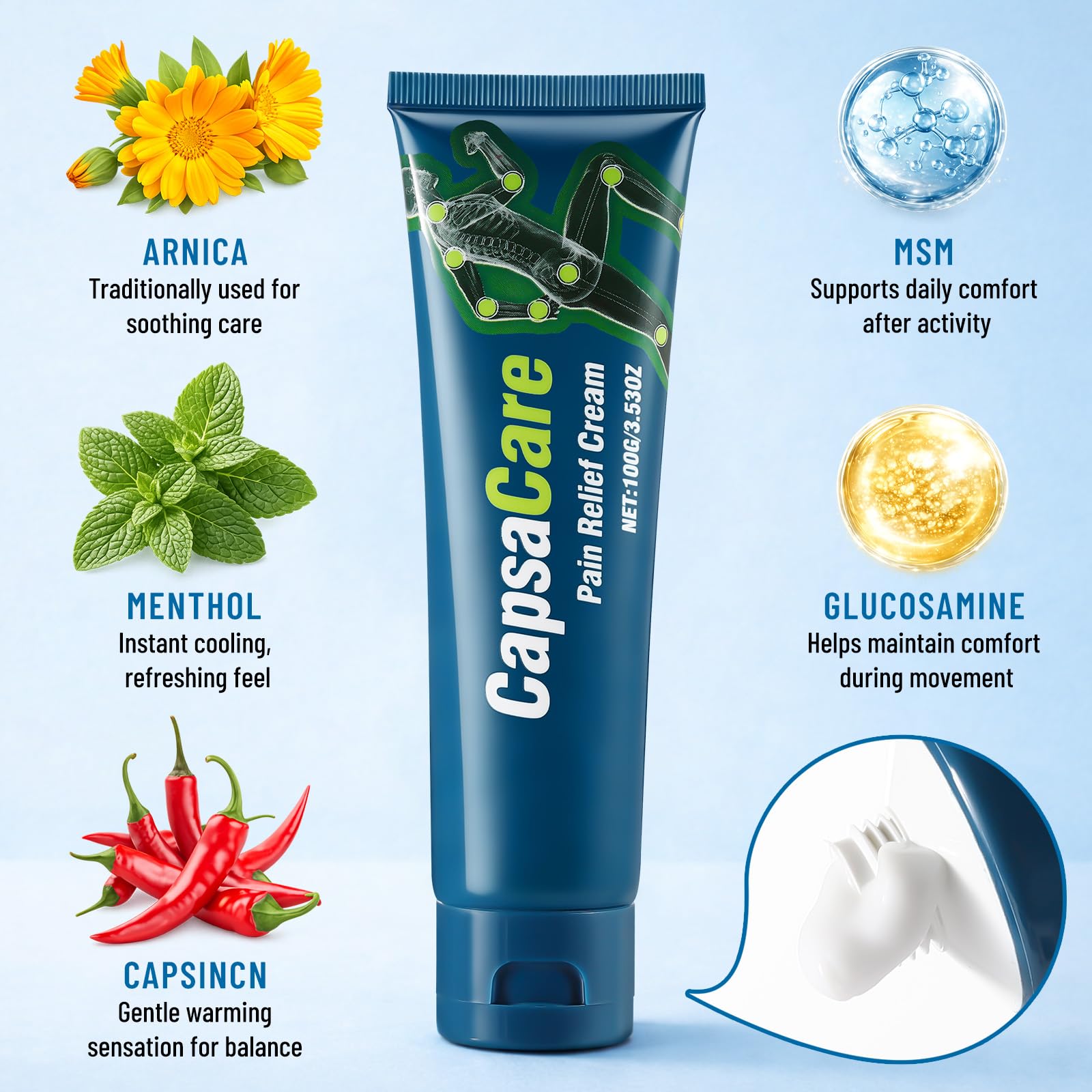 MOOMARTO CapsaCare Neuropathy Relief Cream – 2 Pack, Mint & Lavender, Cooling Comfort