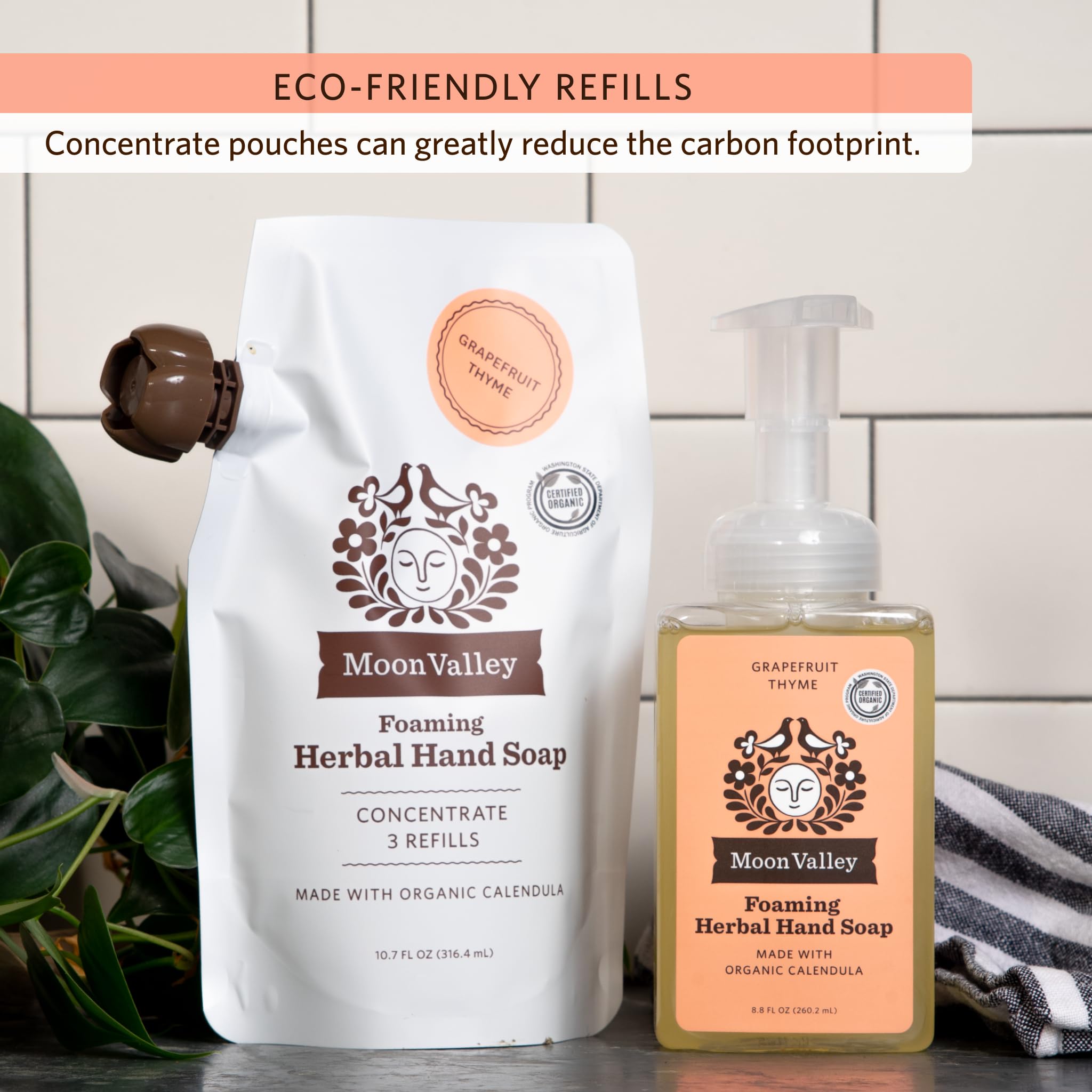 Moon Valley Foaming Hand Soap Refill Pouch Three-Pack — Lemon Rosemary, Mint Lavender, Grapefruit | Vegan & Non-GMO
