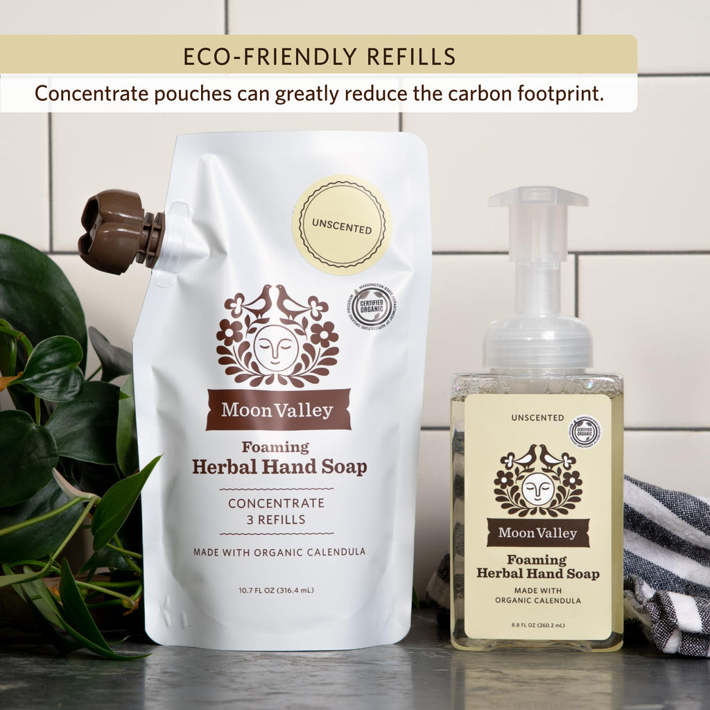 Moon Valley Foaming Hand Soap Refill Pouch – Two-Pack Unscented, Vegan & Non-GMO, Eco-Friendly