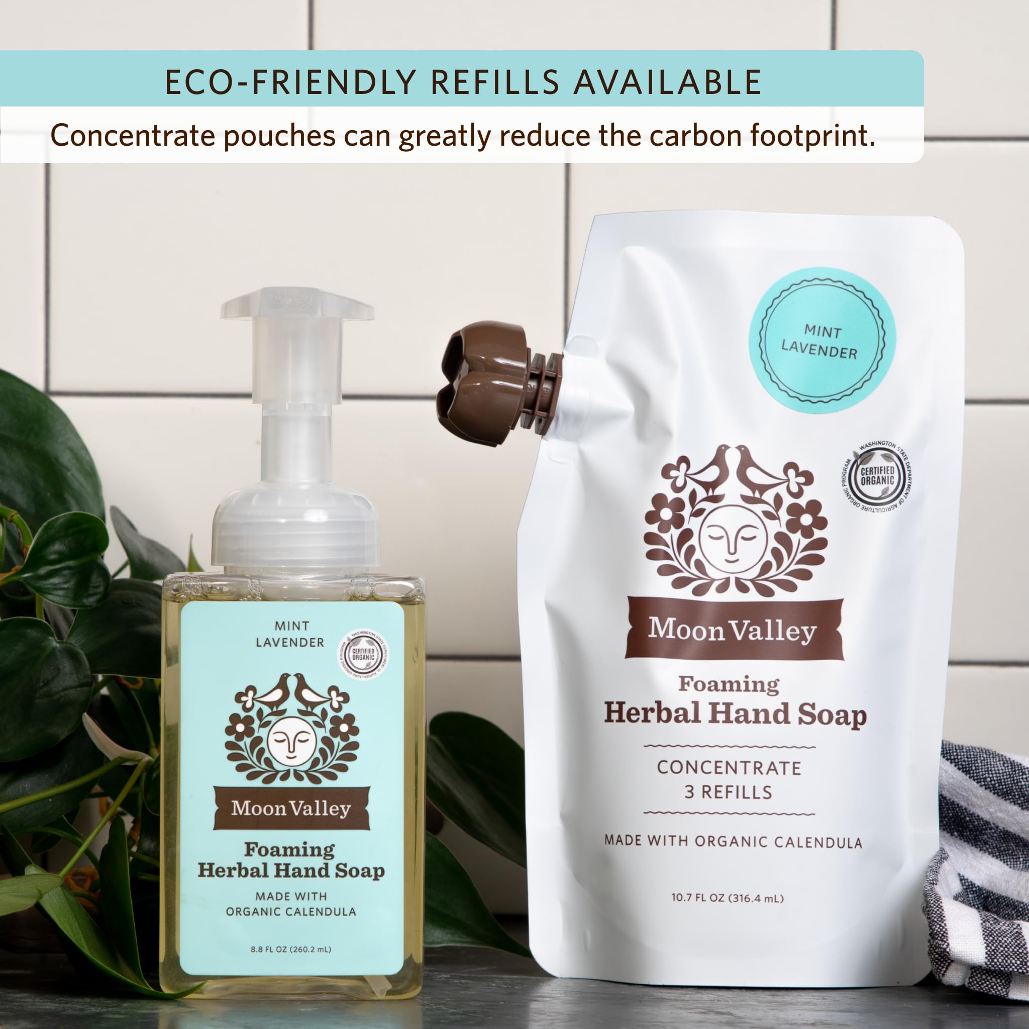 Moon Valley Foaming Hand Soap Refill Pouch Two-Pack – Mint Lavender | Vegan & Non-GMO