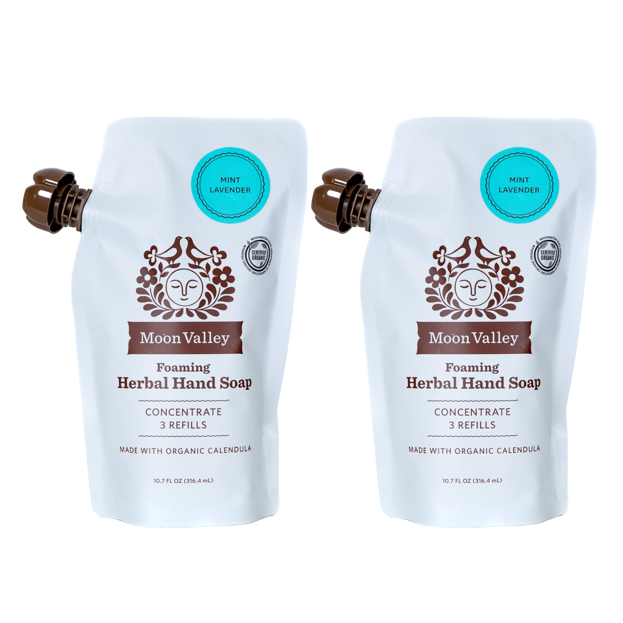 Moon Valley Foaming Hand Soap Refill Pouch Two-Pack – Mint Lavender | Vegan & Non-GMO