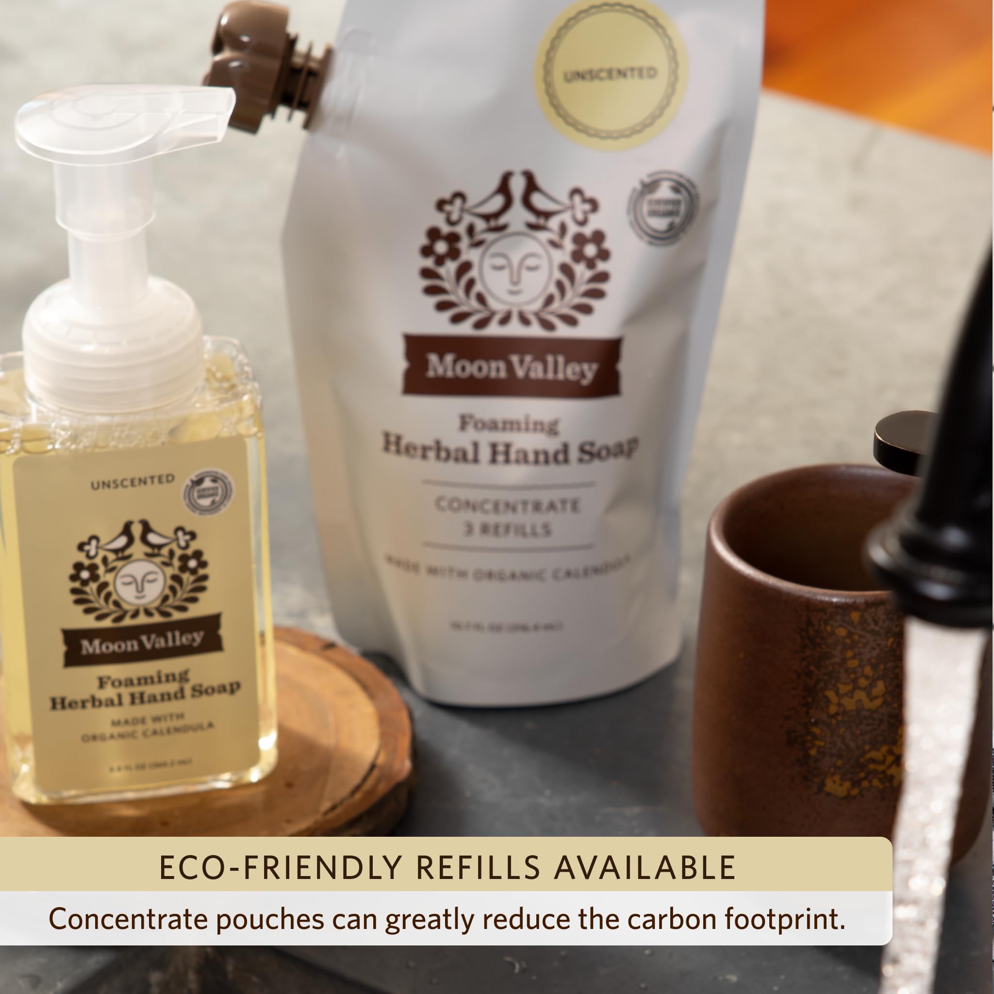 Moon Valley Organics Herbal Foaming Hand Soap Three Pack — Lemon Rosemary, Mint Lavender, Grapefruit Thyme | Vegan & Recyclable Bottles