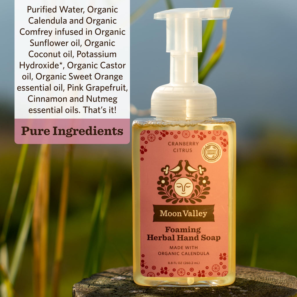 Moon Valley Organics Herbal Foaming Hand Soap – Cranberry Citrus, Vegan, Recyclable Bottle (2-Pack)