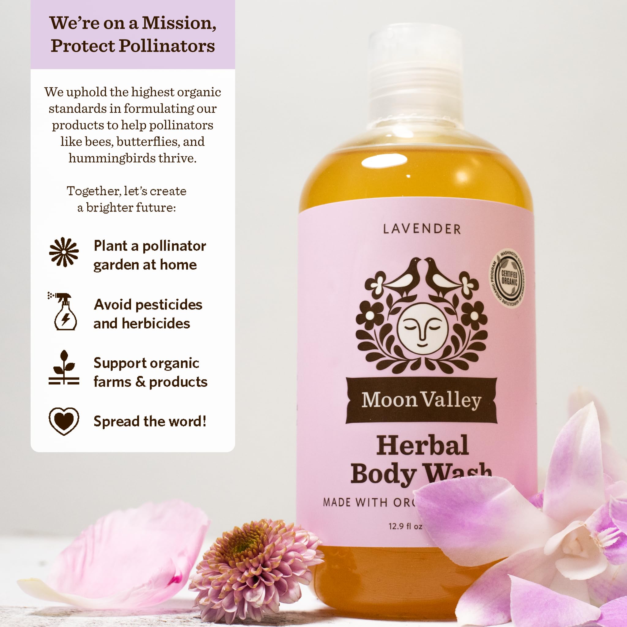 Moon Valley Organics Herbal Body Wash Variety 3 Pack — Lavender, Peppermint & Siberian Fir | Vegan, Paraben-Free