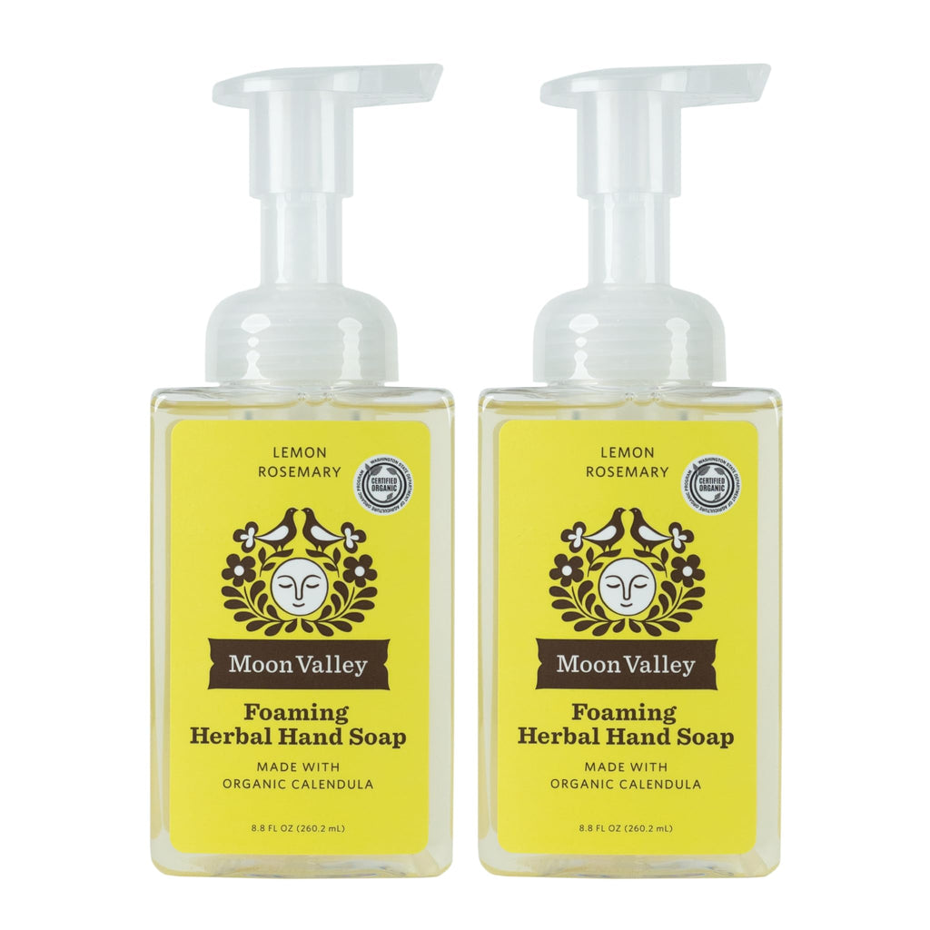 Moon Valley Organics Lemon Rosemary Foaming Hand Soap – Two Pack, Vegan & Recyclable Bottles
