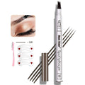 MoonKong Microblading Eyebrow Pen – 4-Tip Hair-Like Strokes with Stencils & Razor (Dark Brown/Chestnut)