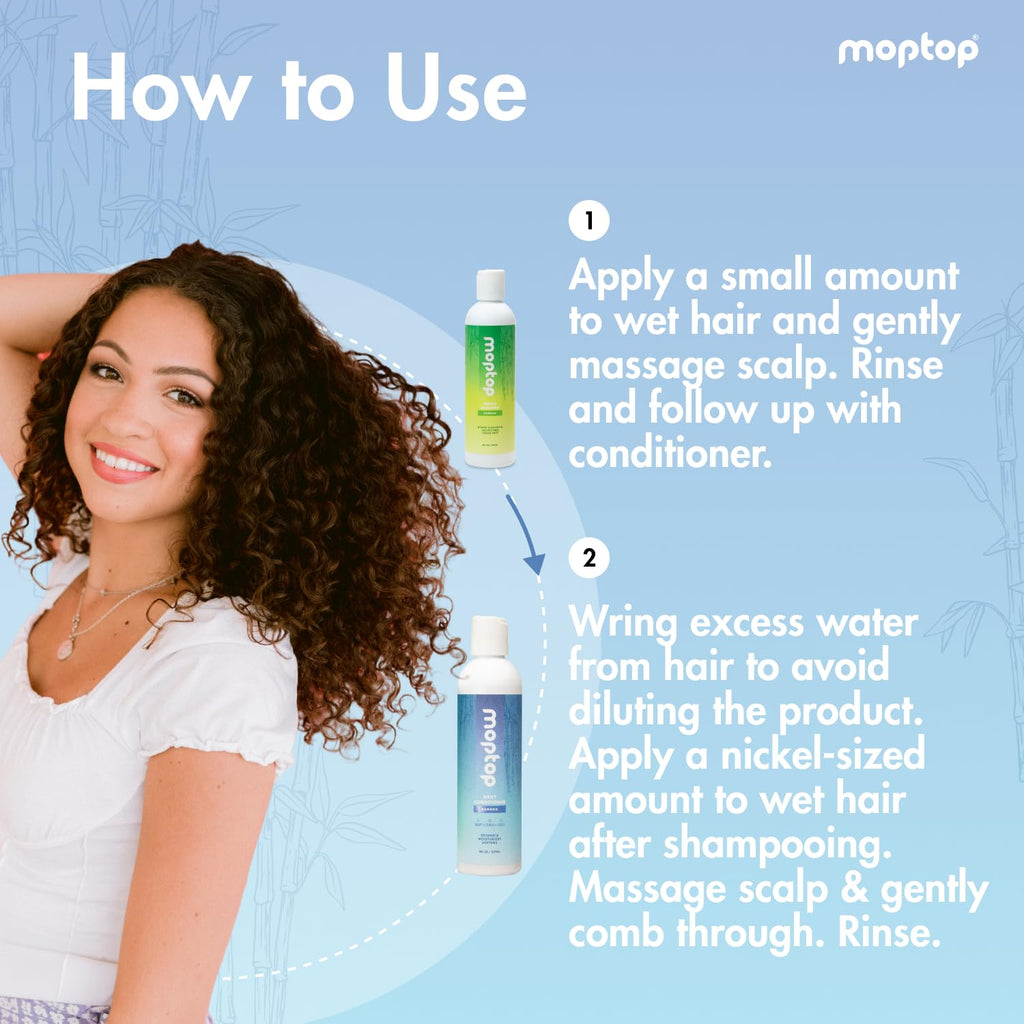 MopTop Sulfate Free Shampoo & Conditioner – Curly Hair Care (Paraben Free, 2pk)
