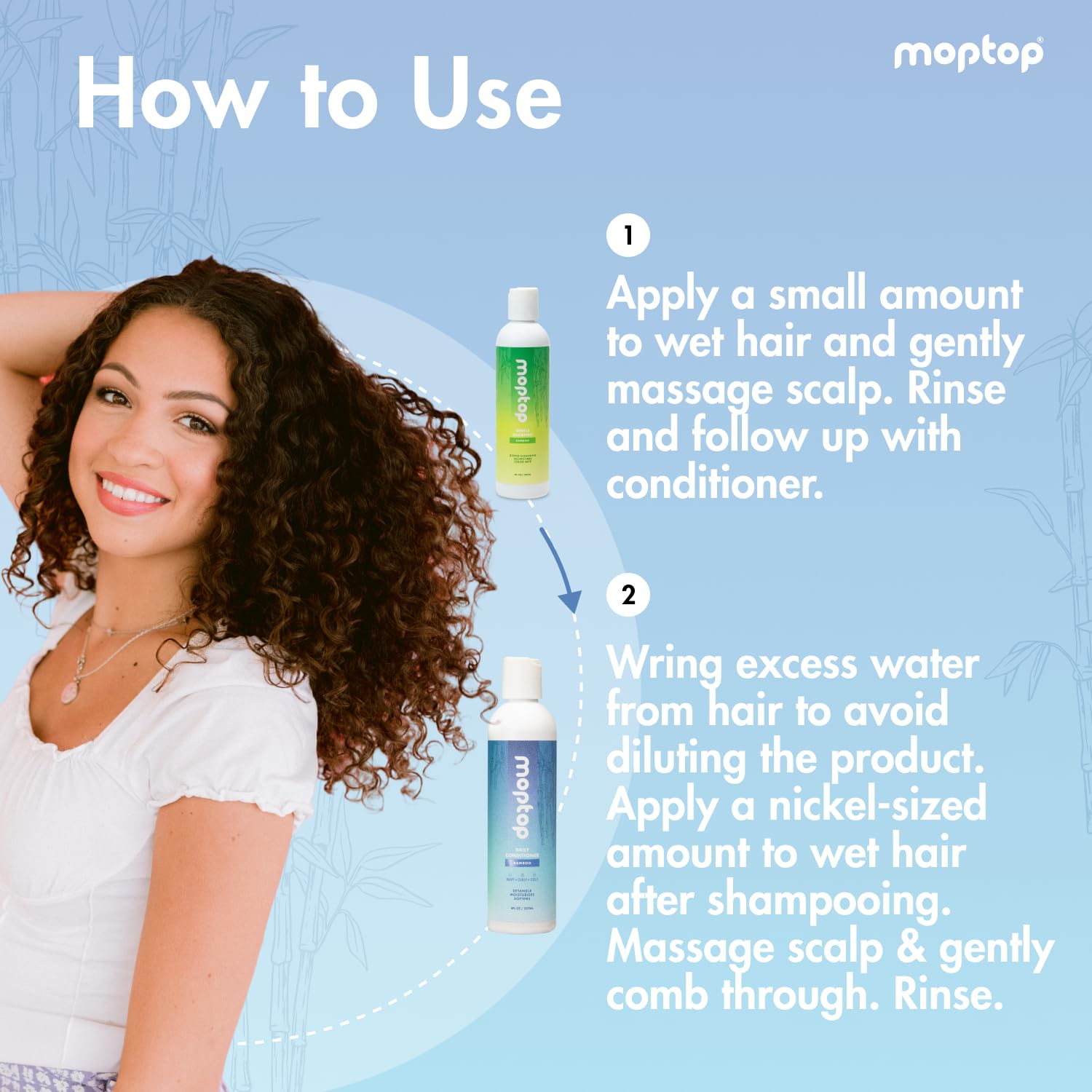 MopTop Sulfate Free Shampoo & Conditioner – Curly Hair Care (Paraben Free, 2pk)