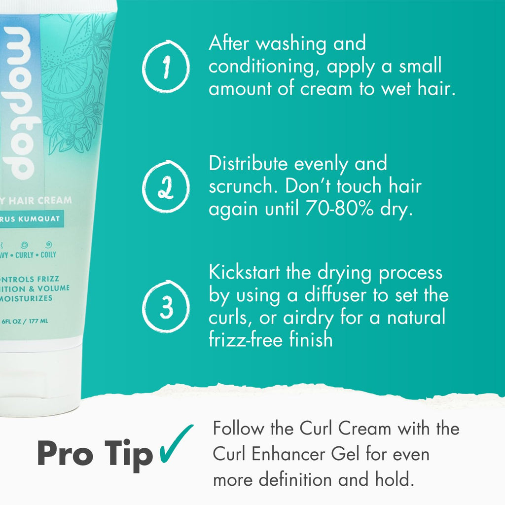 MopTop Curl Cream - Moisturizing Curl Activator for Frizz & Volume (2.5 oz)