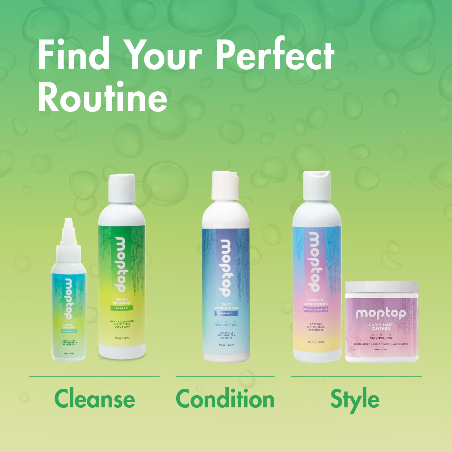MopTop Gentle Shampoo – Sulfate-Free Daily Cleansing for All Hair Types | Bamboo 2pk