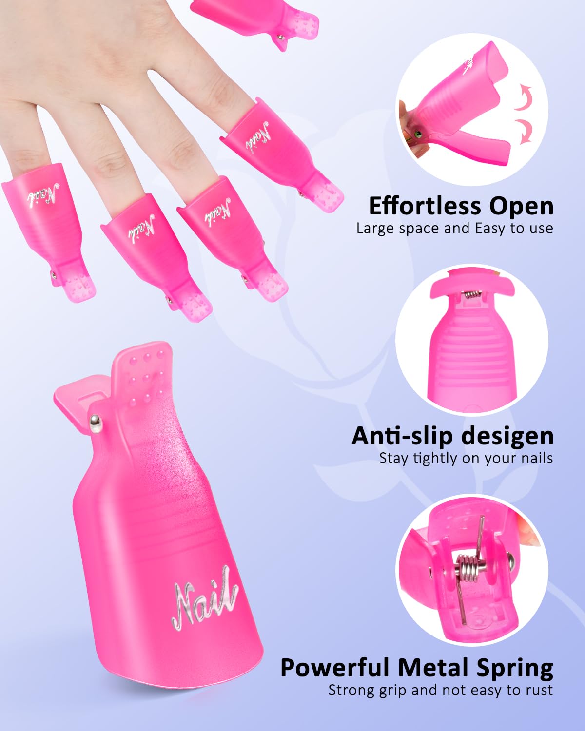 MORGLES Nail Polish Remover Kit — 300 Lint-Free Wipes, Pink Clips, Rose Cuticle Oil & Tools