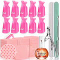 MORGLES Nail Polish Remover Kit — 300 Lint-Free Wipes, Pink Clips, Rose Cuticle Oil & Tools