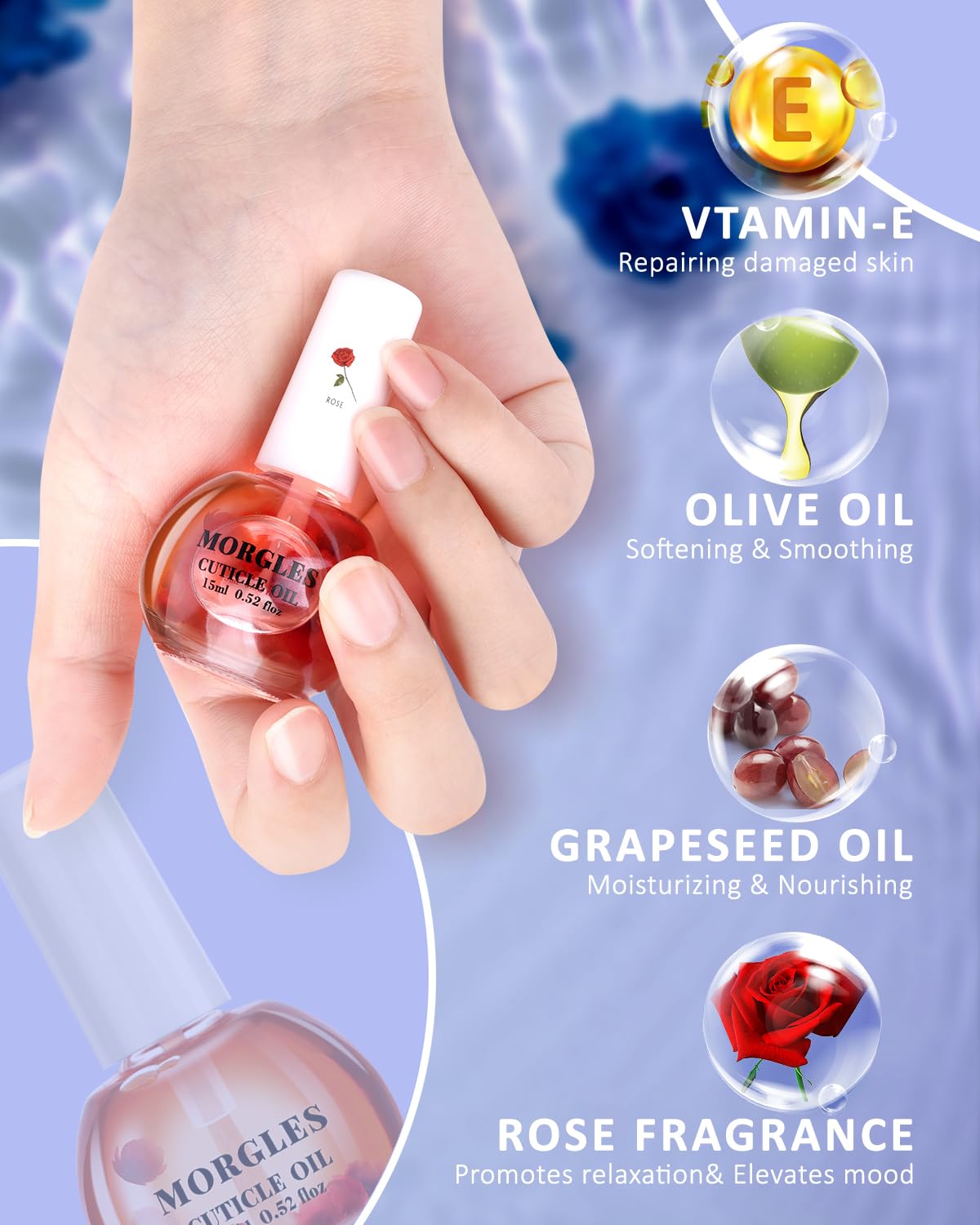 MORGLES Nail Polish Remover Kit — 300 Lint-Free Wipes, Pink Clips, Rose Cuticle Oil & Tools