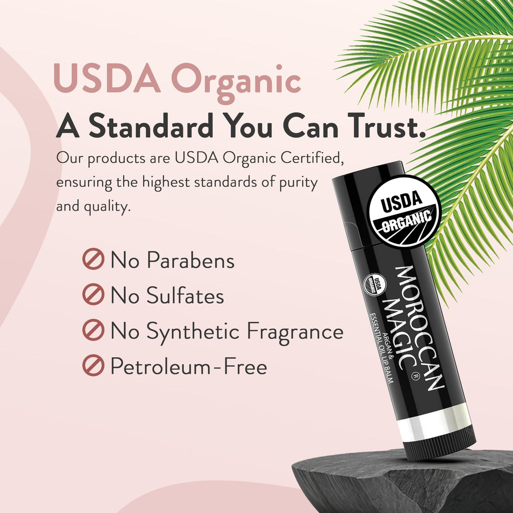 Moroccan Magic Organic Lip Balm Variety Pack Gift Set | 8-Piece, Argan Oil & Essential Oils